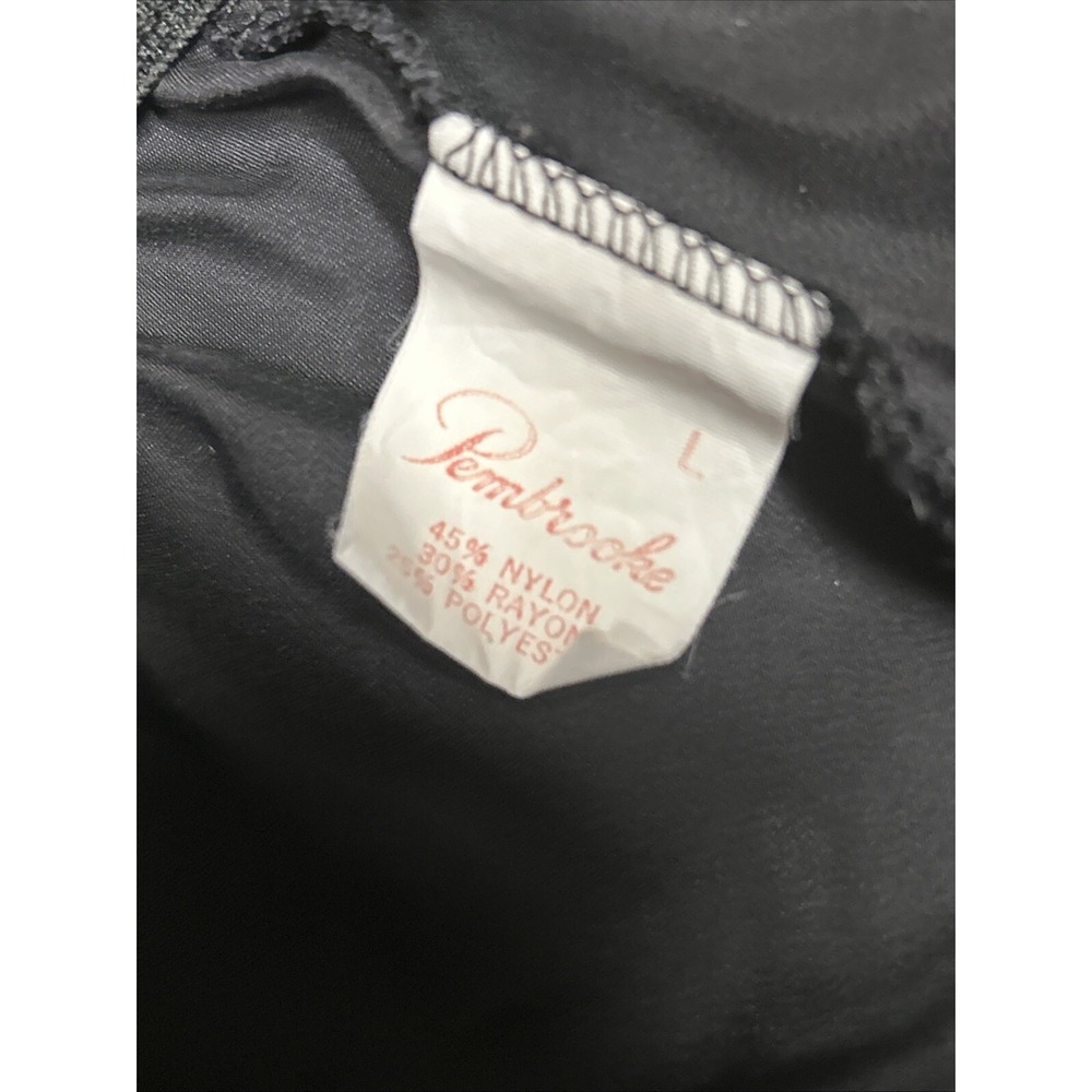 Vintage Satin Panties Black High Waist Bikini Cut Scallop Edge Pembrooke L - Picture 2 of 4